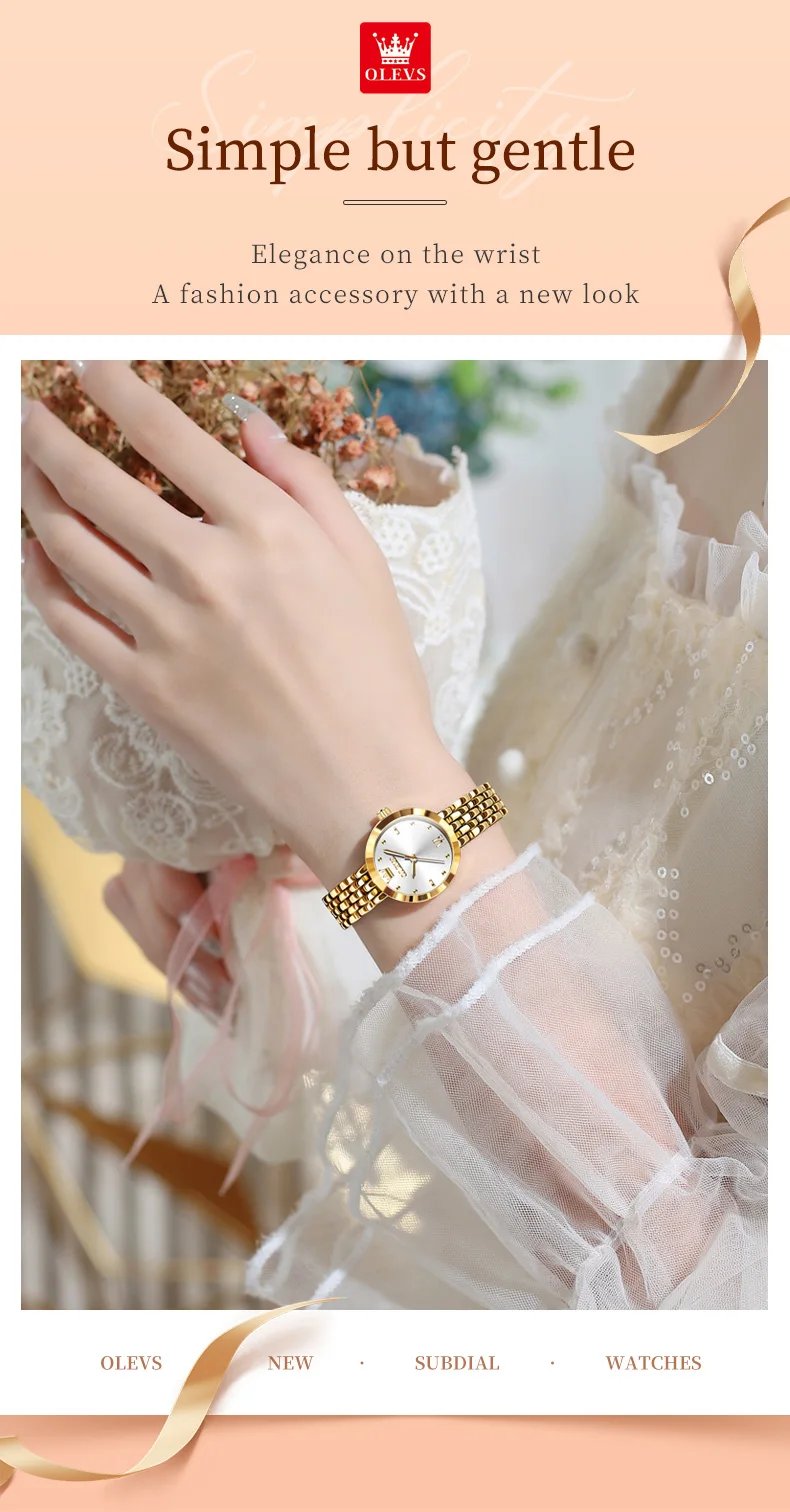 OLEVS Luxury Top Brand Women's Watches Elegant Fashion Gold Watch for Women Original Simple Quartz Waterproof Wristwatch Ladies OLEVS Luxury Top Brand Women's Watches Elegant Fashion Gold Watch for Women Original Simple Quartz Waterproof Wristwatch Ladies