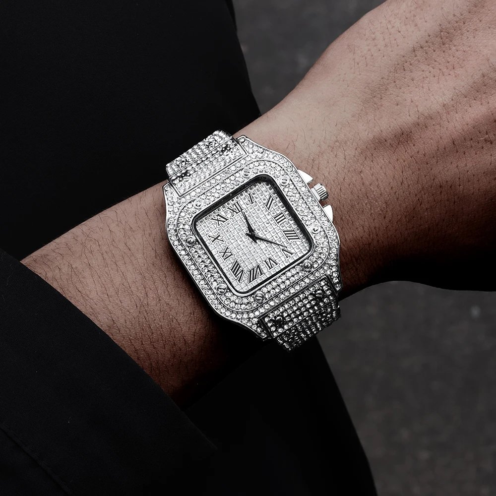 New Punk Men Watch Iced Out Diamond Sparkling Quartz Watches Fashion Hip Hop Classic Silver Color Watch Jewelry Men Women Gift New Punk Men Watch Iced Out Diamond Sparkling Quartz Watches Fashion Hip Hop Classic Silver Color Watch Jewelry Men Women Gift