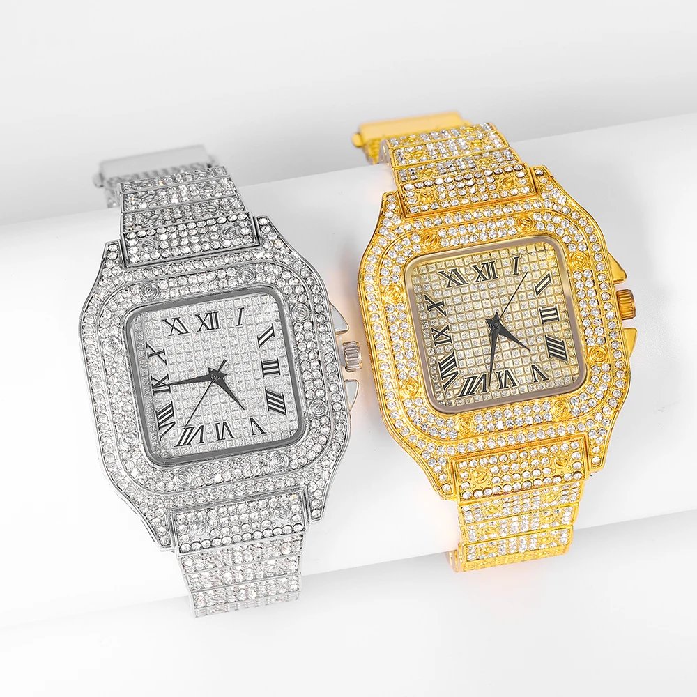 New Punk Men Watch Iced Out Diamond Sparkling Quartz Watches Fashion Hip Hop Classic Silver Color Watch Jewelry Men Women Gift - Image 5