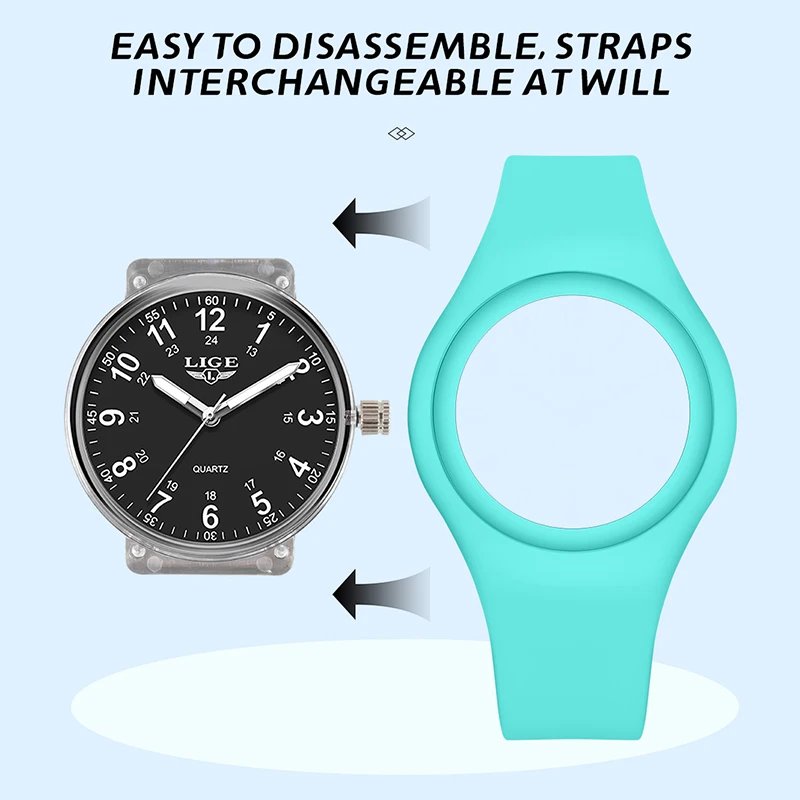 LIGE Simple Women Watch Silicone Waterproof Wristwatch Quartz Watches For Women Clock Ladies Watch Gift Reloj Mujer Montre Femme - Image 4