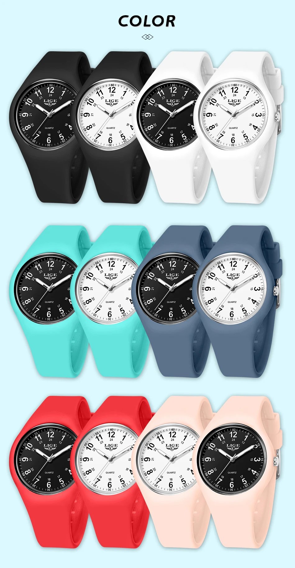 LIGE Simple Women Watch Silicone Waterproof Wristwatch Quartz Watches For Women Clock Ladies Watch Gift Reloj Mujer Montre Femme LIGE Simple Women Watch Silicone Waterproof Wristwatch Quartz Watches For Women Clock Ladies Watch Gift Reloj Mujer Montre Femme