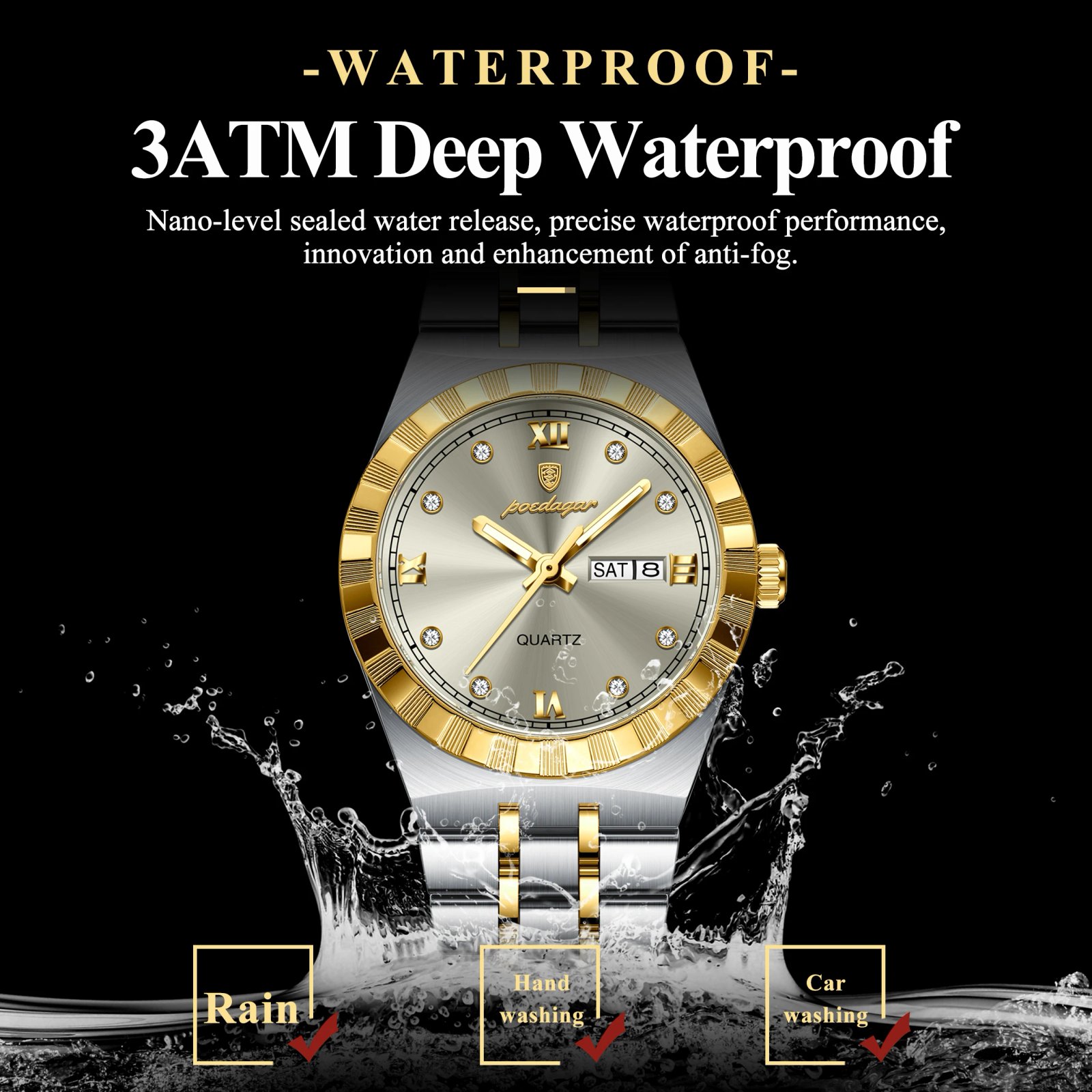 POEDAGAR Luxury Original Ladies Watch Luminous Waterproof Week Date Woman Wristwatch Stainless Steel Women Quartz Watches Female - Image 2