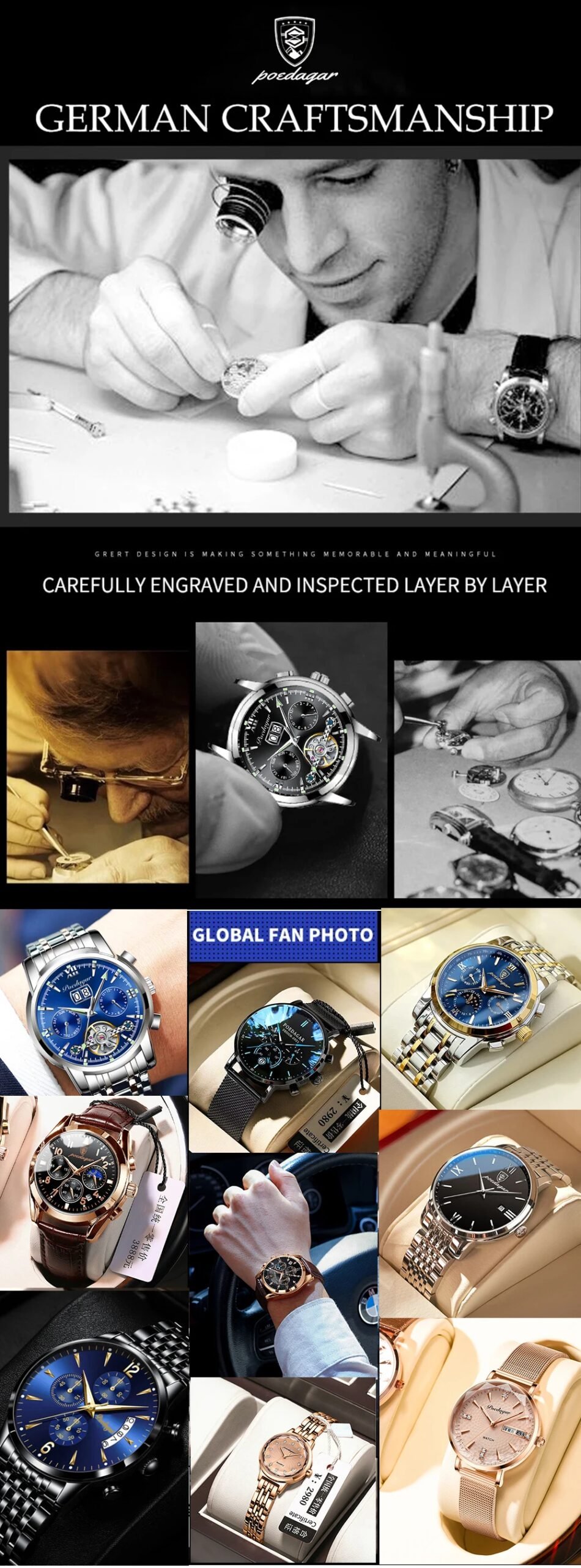 POEDAGAR Luxury Original Ladies Watch Luminous Waterproof Week Date Woman Wristwatch Stainless Steel Women Quartz Watches Female POEDAGAR Luxury Original Ladies Watch Luminous Waterproof Week Date Woman Wristwatch Stainless Steel Women Quartz Watches Female