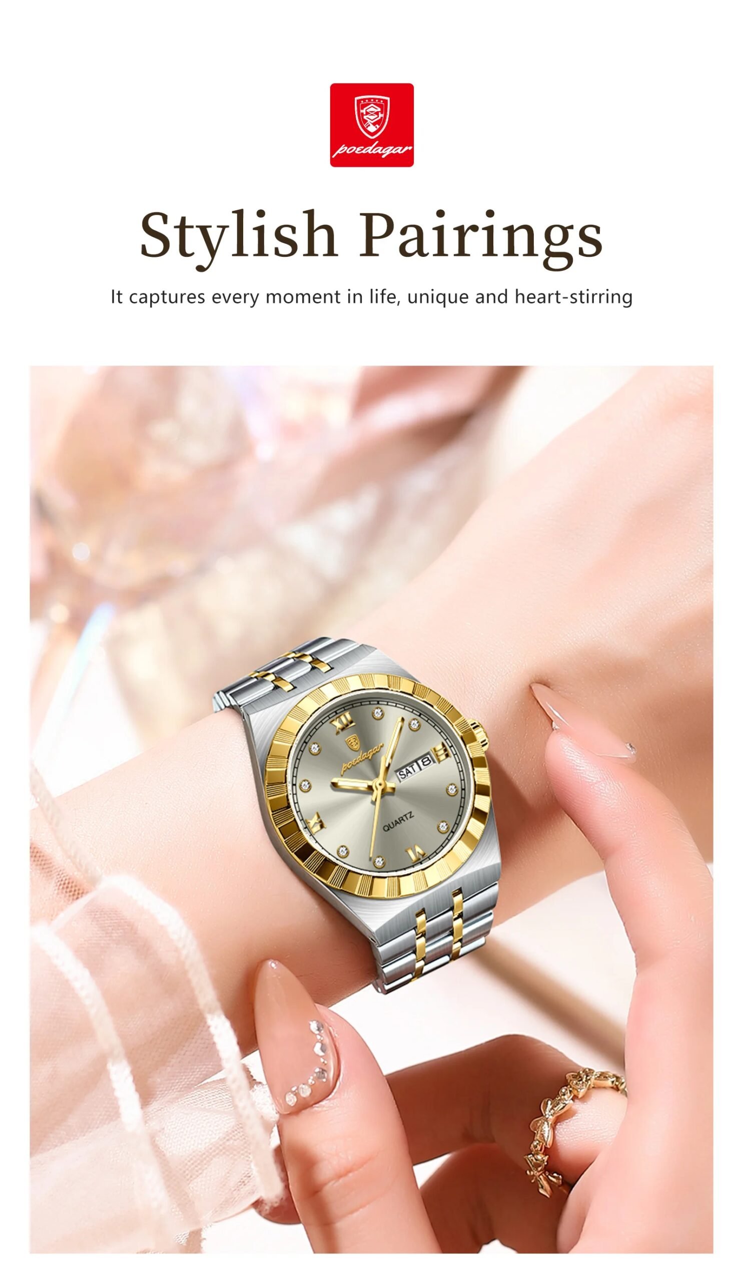 POEDAGAR Luxury Original Ladies Watch Luminous Waterproof Week Date Woman Wristwatch Stainless Steel Women Quartz Watches Female POEDAGAR Luxury Original Ladies Watch Luminous Waterproof Week Date Woman Wristwatch Stainless Steel Women Quartz Watches Female