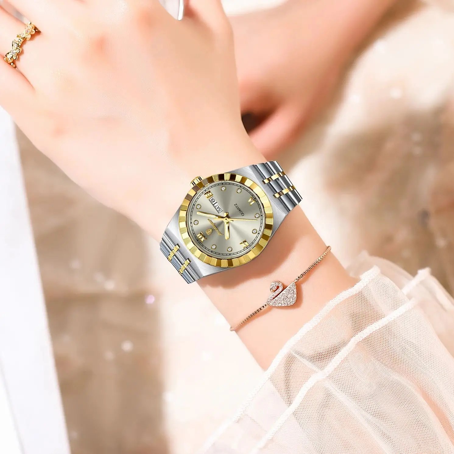 POEDAGAR Luxury Original Ladies Watch Luminous Waterproof Week Date Woman Wristwatch Stainless Steel Women Quartz Watches Female - Image 4