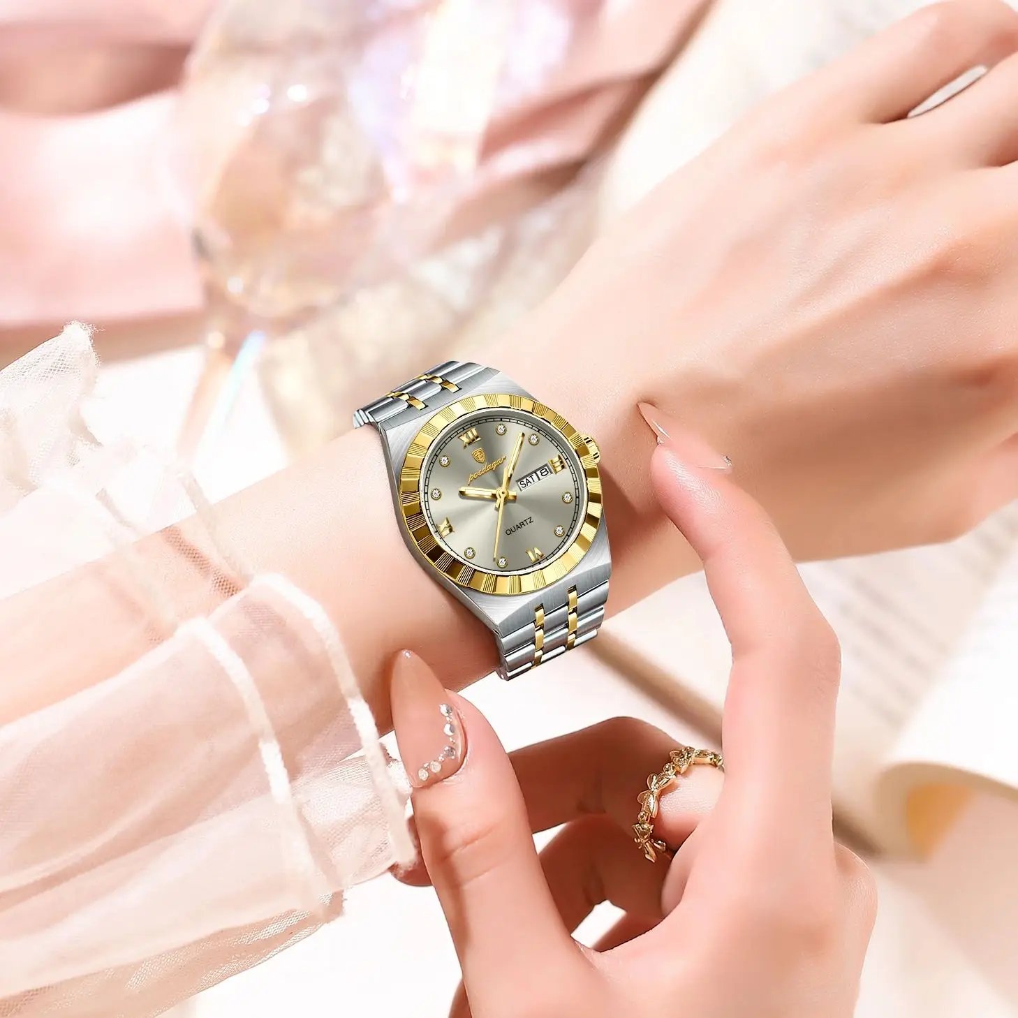 POEDAGAR Luxury Original Ladies Watch Luminous Waterproof Week Date Woman Wristwatch Stainless Steel Women Quartz Watches Female - Image 5