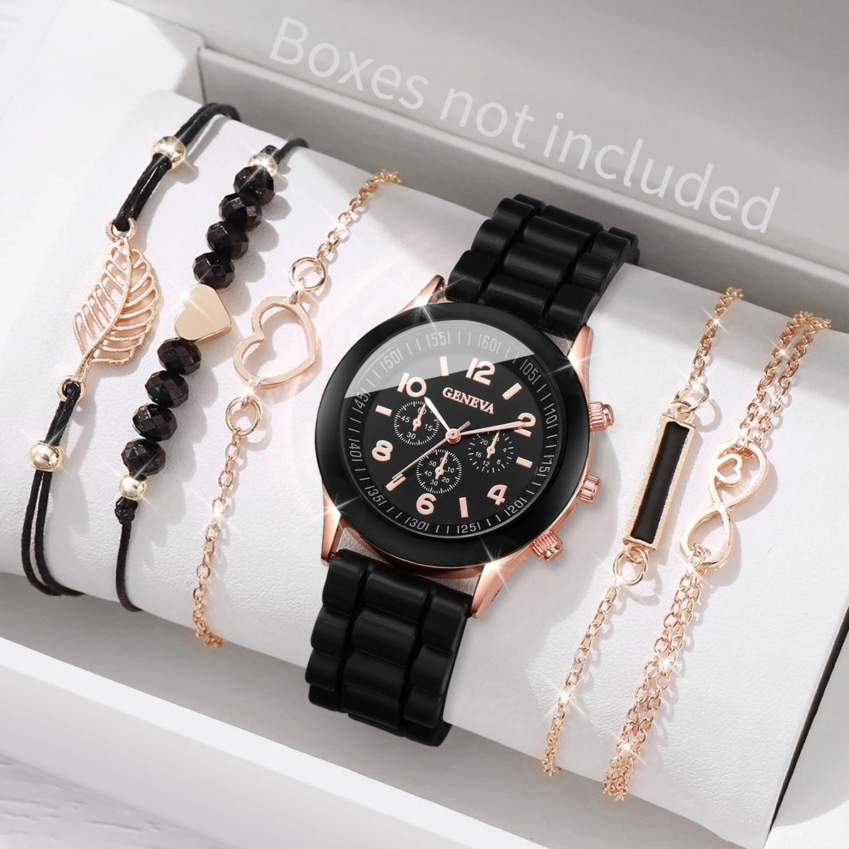 5/6PCS Fashion Women Watches Casual Silicone Band Ladies Quartz Watch Jewelry Set Relogios Feminino Girls Clock Gift(Without Box 5/6PCS Fashion Women Watches Casual Silicone Band Ladies Quartz Watch Jewelry Set Relogios Feminino Girls Clock Gift(Without Box