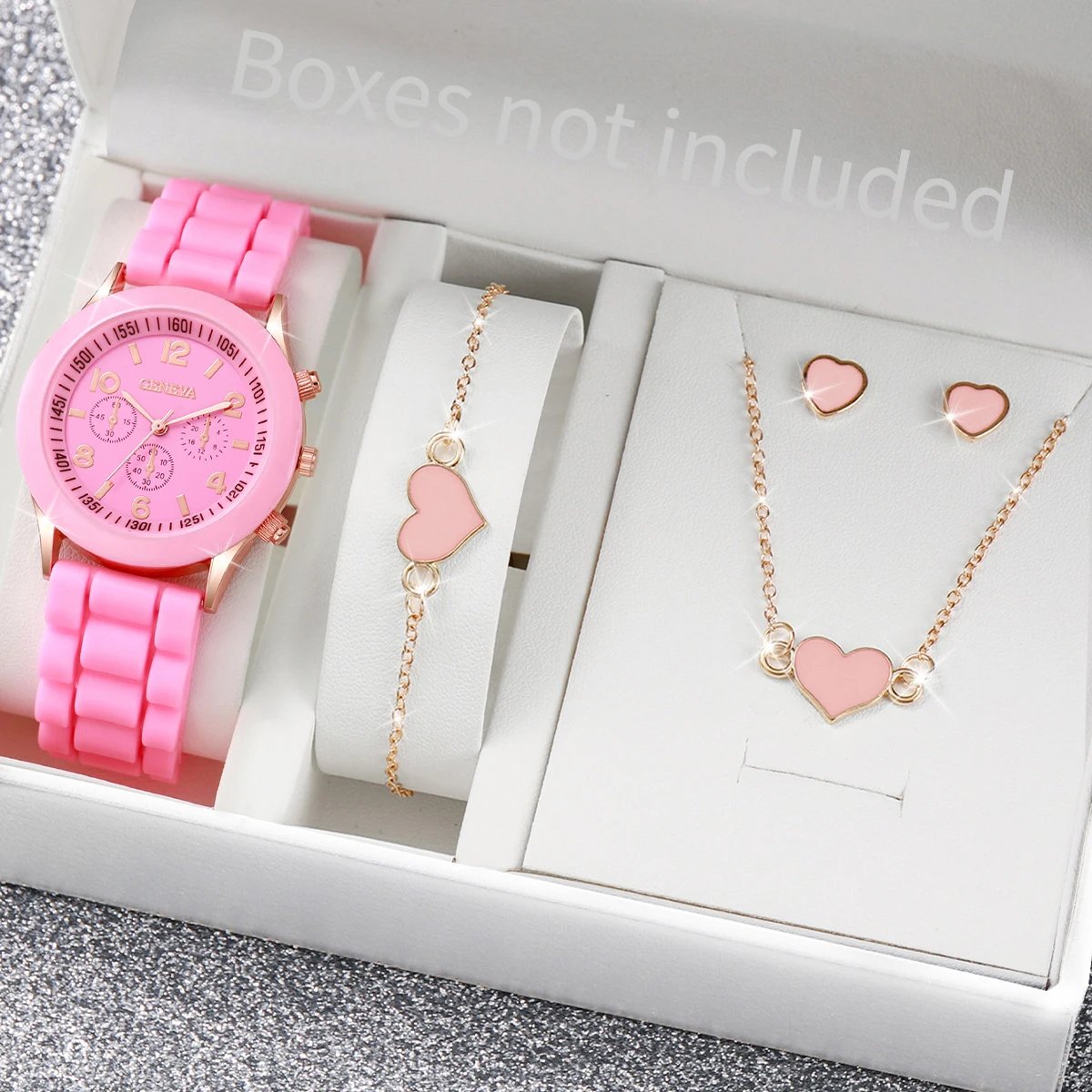 5/6PCS Fashion Women Watches Casual Silicone Band Ladies Quartz Watch Jewelry Set Relogios Feminino Girls Clock Gift(Without Box 5/6PCS Fashion Women Watches Casual Silicone Band Ladies Quartz Watch Jewelry Set Relogios Feminino Girls Clock Gift(Without Box