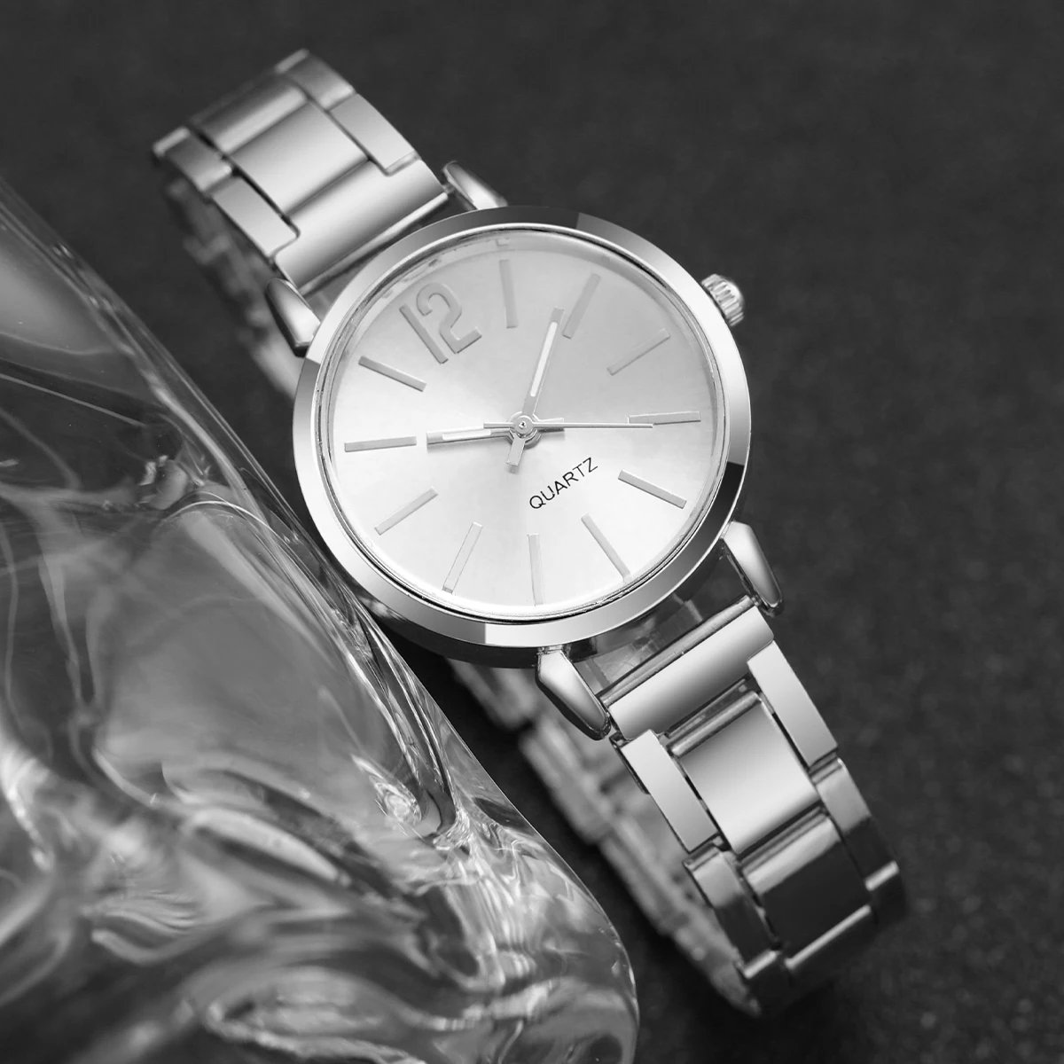 6PCS/Set Women Watches Fashion Stainless Steel Band Quartz Watch Diamond Jewelry(Without Box) - Image 5