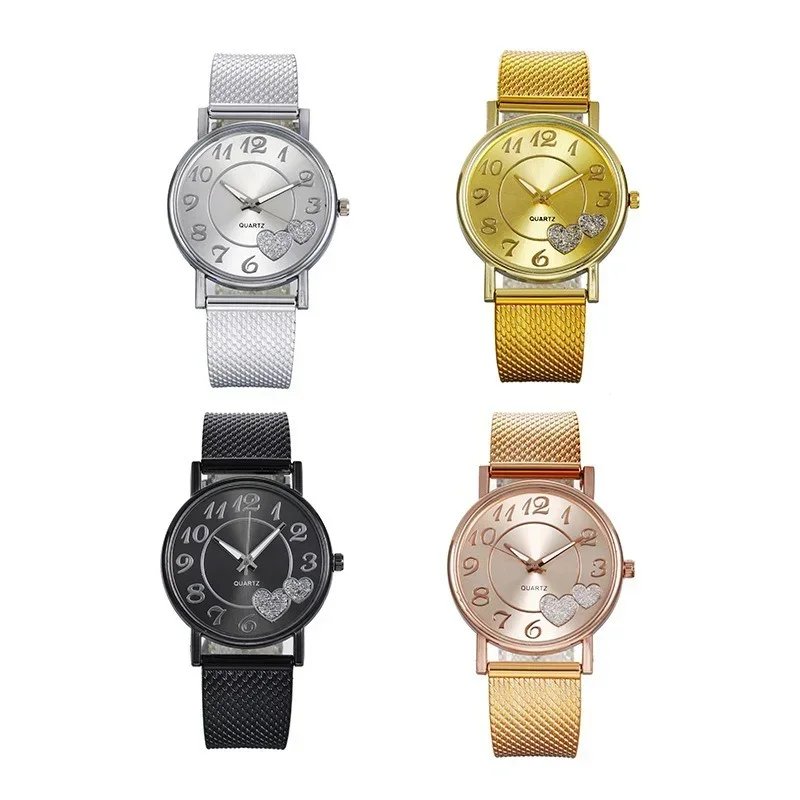Elegant Rose Gold Heart Dial Watch Female Simple Temperament Student Waterproof Female High-level Female Luxury Watches Women - Image 6