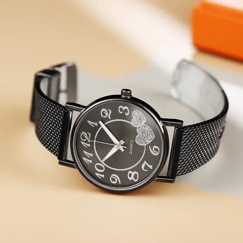 Elegant Rose Gold Heart Dial Watch Female Simple Temperament Student Waterproof Female High-level Female Luxury Watches Women - Image 5