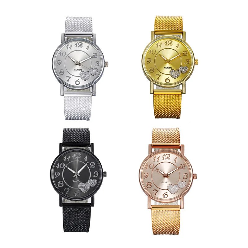 Elegant Rose Gold Heart Dial Watch Female Simple Temperament Student Waterproof Female High-level Female Luxury Watches Women Elegant Rose Gold Heart Dial Watch Female Simple Temperament Student Waterproof Female High-level Female Luxury Watches Women