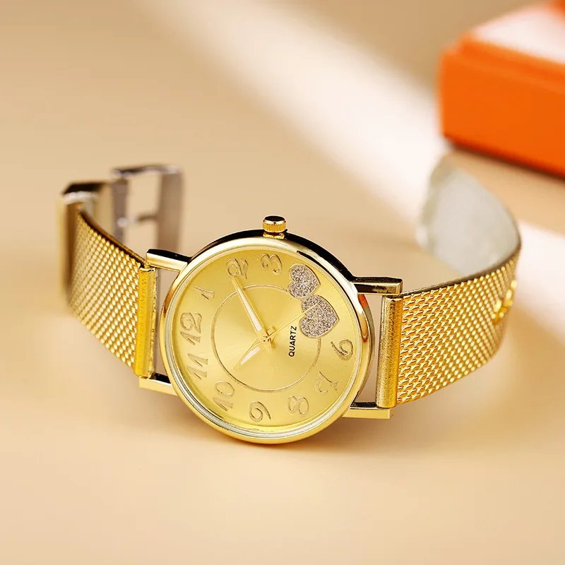Elegant Rose Gold Heart Dial Watch Female Simple Temperament Student Waterproof Female High-level Female Luxury Watches Women Elegant Rose Gold Heart Dial Watch Female Simple Temperament Student Waterproof Female High-level Female Luxury Watches Women