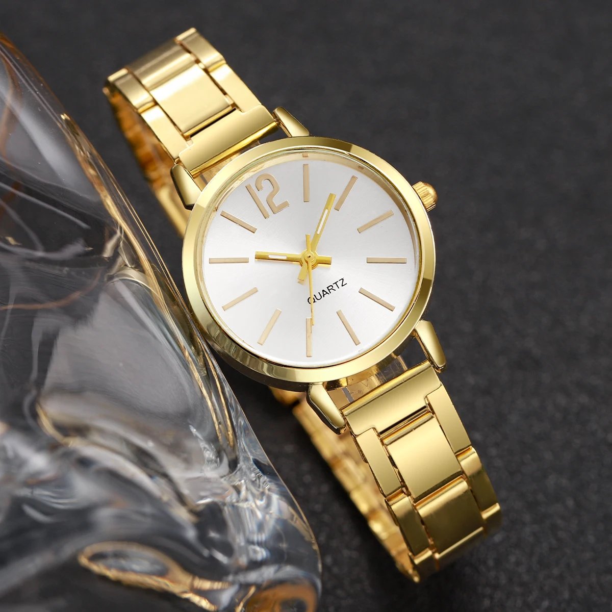 Fashion Women Elagant Watch Casual Simple Steel Strap Quartz Watch Love Bracelet 2PCs Set Temperament Wearing Style - Image 5