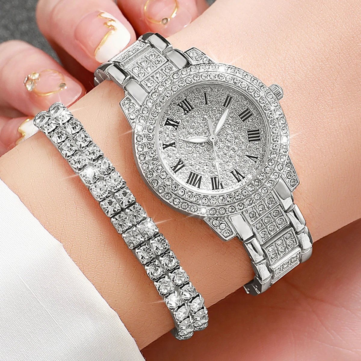 6PCS/Set Luxury Full Diamond Women Watches Fashion Ladies Quartz Wristwatch Jewelry Set Reloj Mujer(Without Box) 6PCS/Set Luxury Full Diamond Women Watches Fashion Ladies Quartz Wristwatch Jewelry Set Reloj Mujer(Without Box)