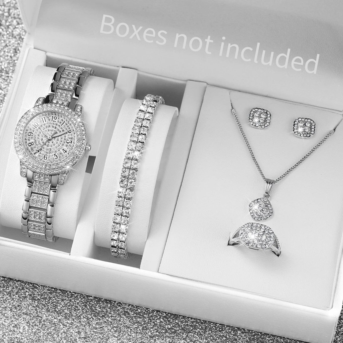 6PCS/Set Luxury Full Diamond Women Watches Fashion Ladies Quartz Wristwatch Jewelry Set Reloj Mujer(Without Box) - Image 2