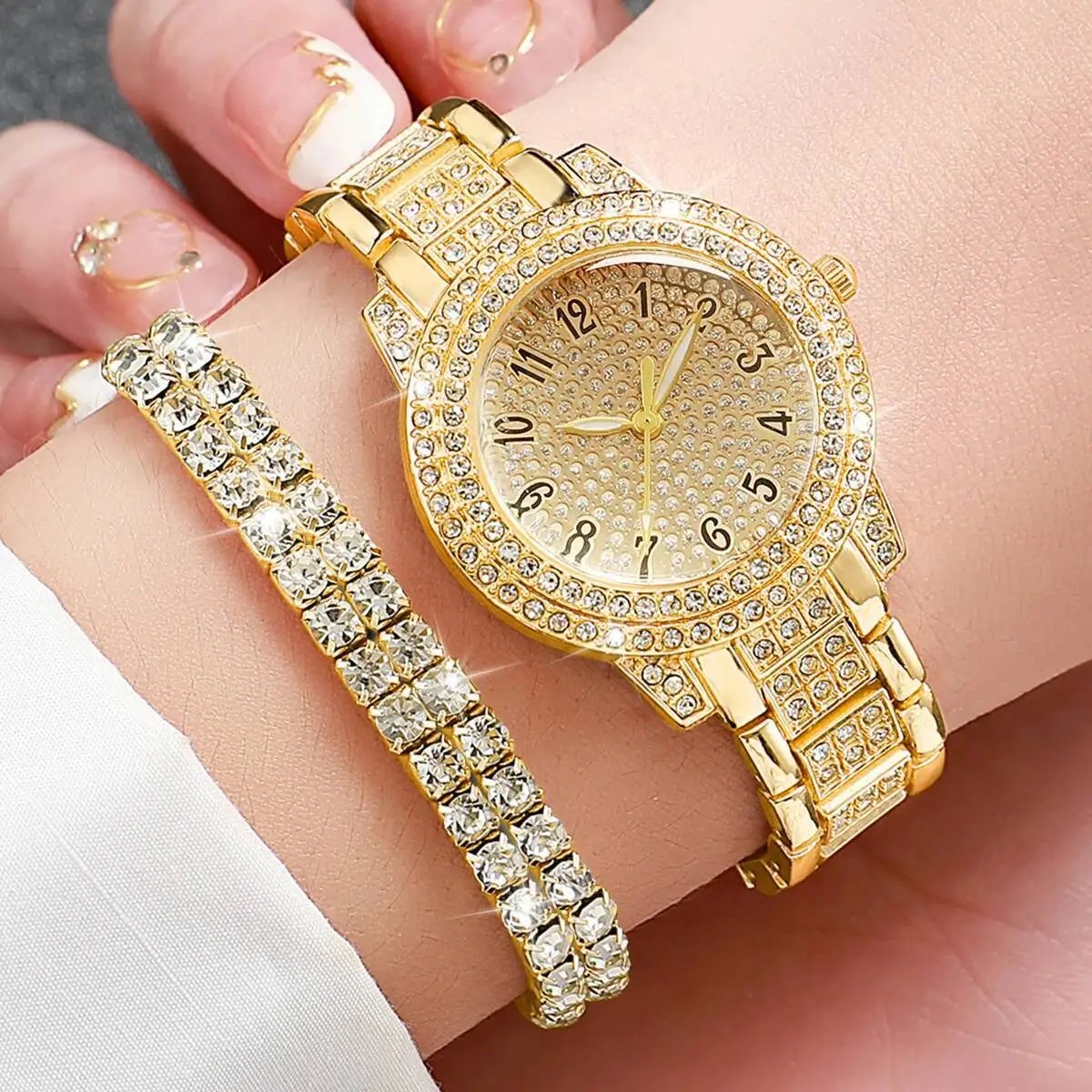 6PCS/Set Luxury Full Diamond Women Watches Fashion Ladies Quartz Wristwatch Jewelry Set Reloj Mujer(Without Box) 6PCS/Set Luxury Full Diamond Women Watches Fashion Ladies Quartz Wristwatch Jewelry Set Reloj Mujer(Without Box)