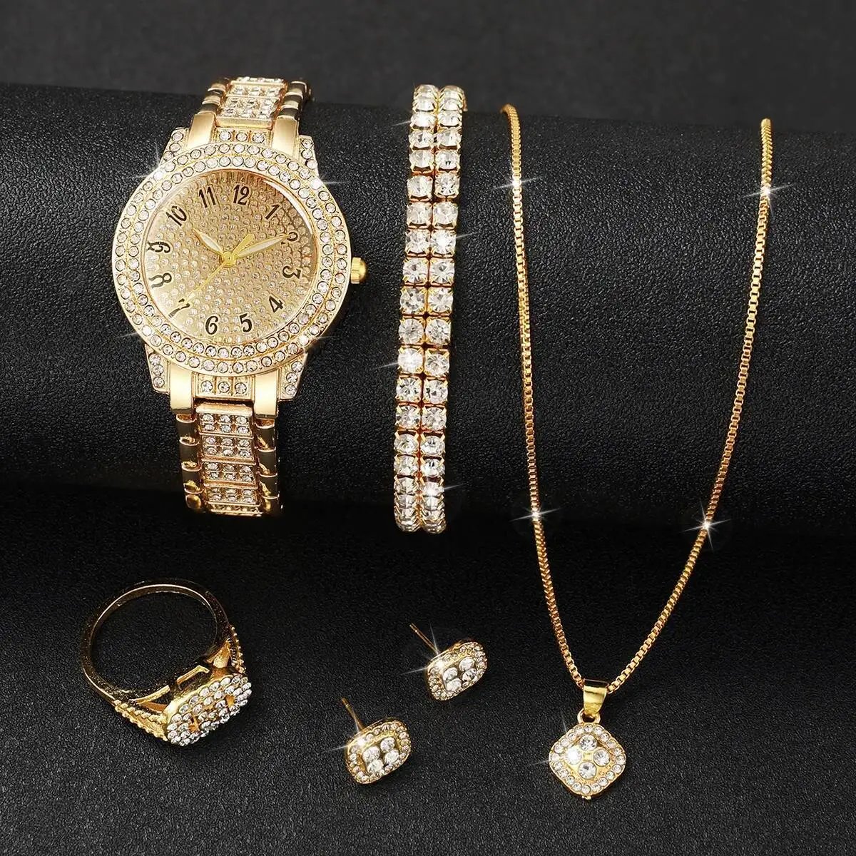 6PCS/Set Luxury Full Diamond Women Watches Fashion Ladies Quartz Wristwatch Jewelry Set Reloj Mujer(Without Box) 6PCS/Set Luxury Full Diamond Women Watches Fashion Ladies Quartz Wristwatch Jewelry Set Reloj Mujer(Without Box)