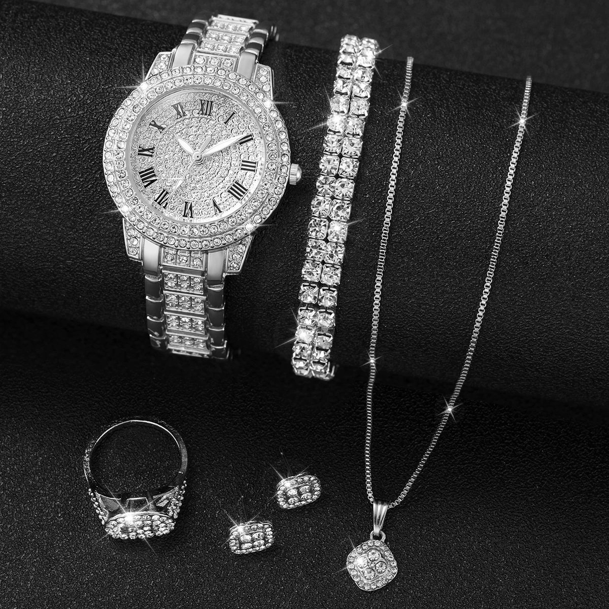 6PCS/Set Luxury Full Diamond Women Watches Fashion Ladies Quartz Wristwatch Jewelry Set Reloj Mujer(Without Box) 6PCS/Set Luxury Full Diamond Women Watches Fashion Ladies Quartz Wristwatch Jewelry Set Reloj Mujer(Without Box)
