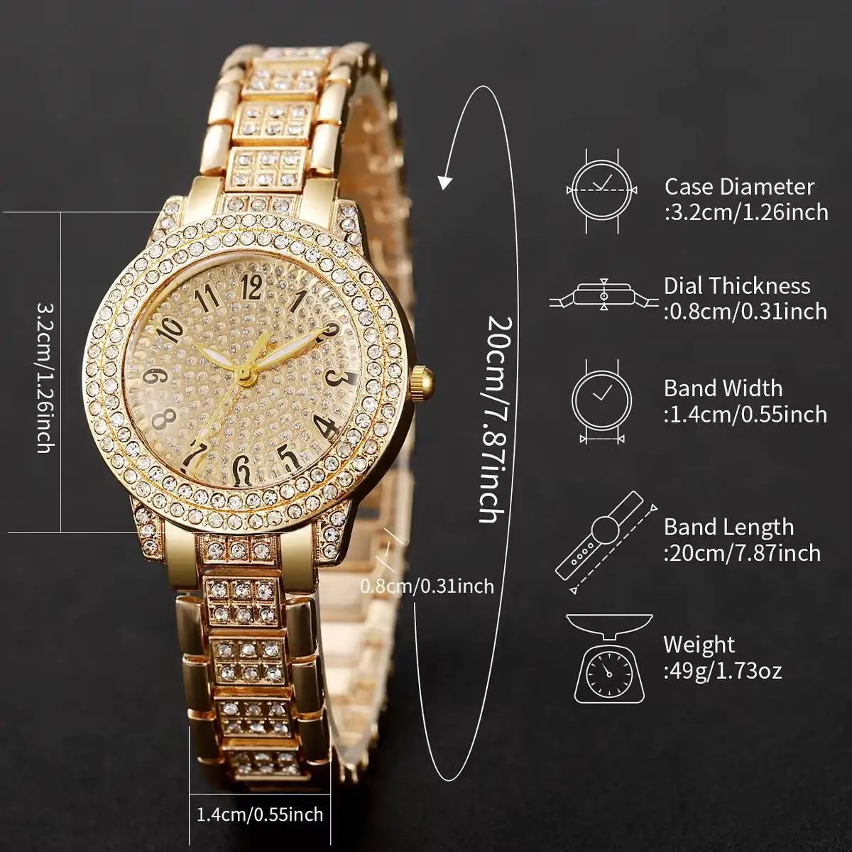 6PCS/Set Luxury Full Diamond Women Watches Fashion Ladies Quartz Wristwatch Jewelry Set Reloj Mujer(Without Box) - Image 5