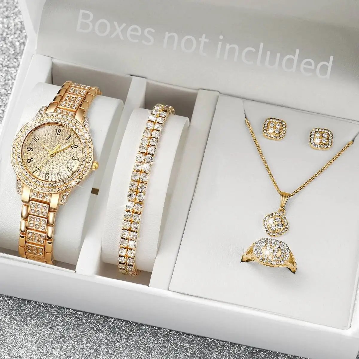 6PCS/Set Luxury Full Diamond Women Watches Fashion Ladies Quartz Wristwatch Jewelry Set Reloj Mujer(Without Box) 6PCS/Set Luxury Full Diamond Women Watches Fashion Ladies Quartz Wristwatch Jewelry Set Reloj Mujer(Without Box)