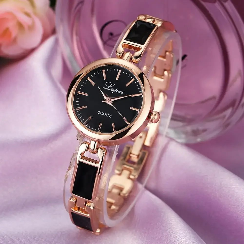 Women Quartz Watch Bracelet Round Hand Quartz Movement Elegant Gift Fashion Jewelry Ladies Girls Wristwatch Daily Wear