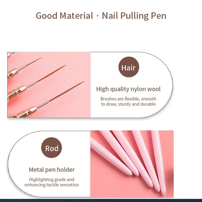 5 Pieces Set Liner Brush for Nail Art Painting,Fine Liner Brushes for Nails,Liner Nail Brush Set for Acrylic
