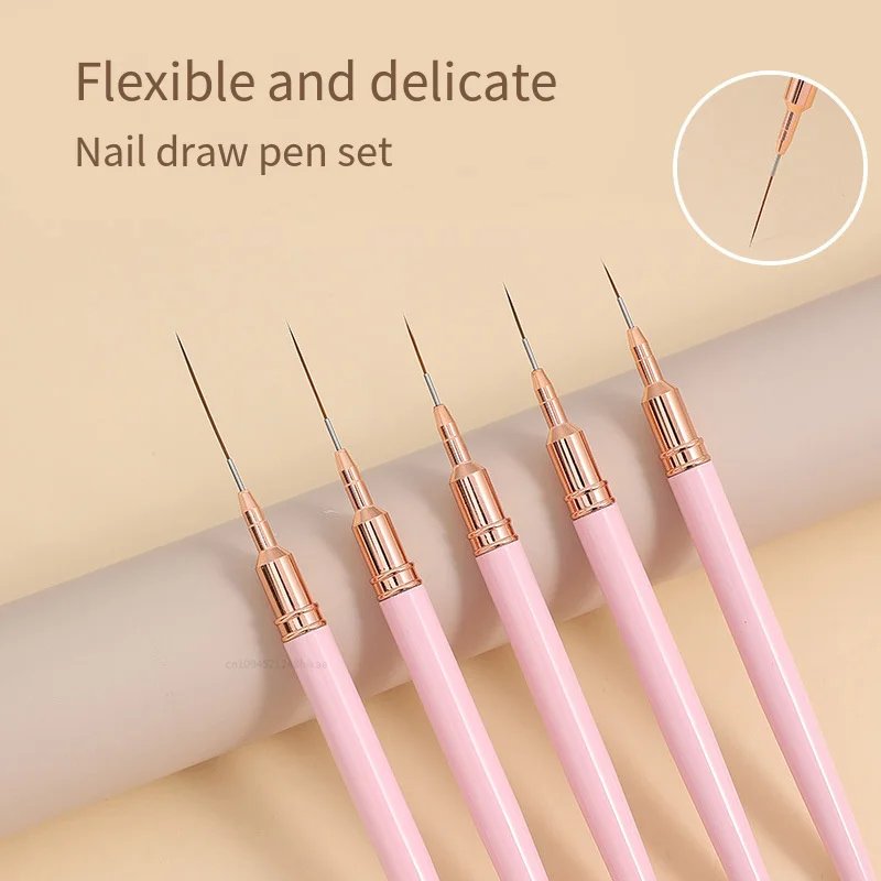 5 Pieces Set Liner Brush for Nail Art Painting,Fine Liner Brushes for Nails,Liner Nail Brush Set for Acrylic