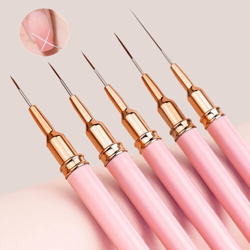 5 Pieces Set Liner Brush for Nail Art Painting,Fine Liner Brushes for Nails,Liner Nail Brush Set for Acrylic