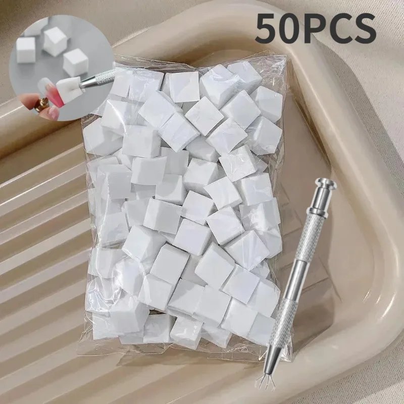 50Pcs Square Nail Art Sponge Set Gradient Nail Brushes Gel Polish Design Nail Sponge Grab Pen Manicure Supplies 229w