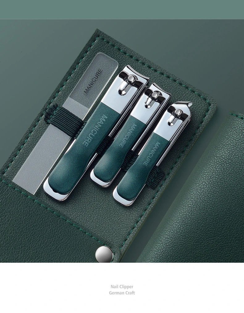 1/4 Pieces/set Manicure Set with Portable Leather Case and Nano Nail File - Fingernails & Toenails Clippers for Nail Care