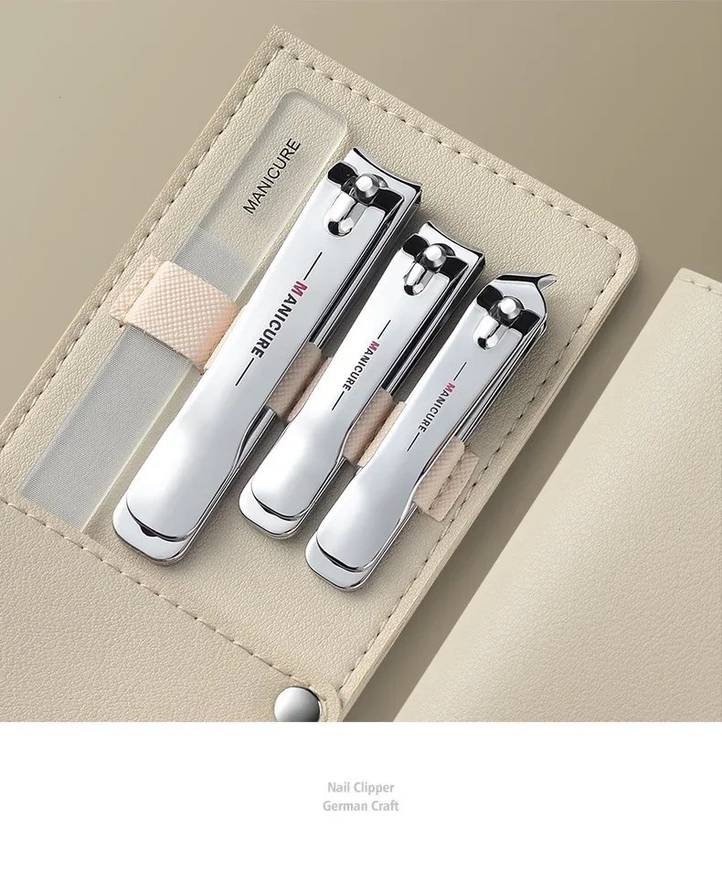 1/4 Pieces/set Manicure Set with Portable Leather Case and Nano Nail File - Fingernails & Toenails Clippers for Nail Care