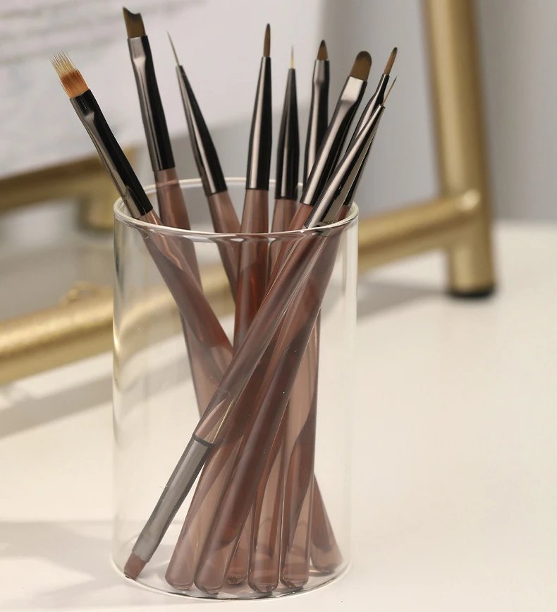 9Pcs Nail Brush Liner Painting Pen Manicure Acrylic Drawing Brush for Nail Art Design UV Gel Nails Tip Display DIY Tool