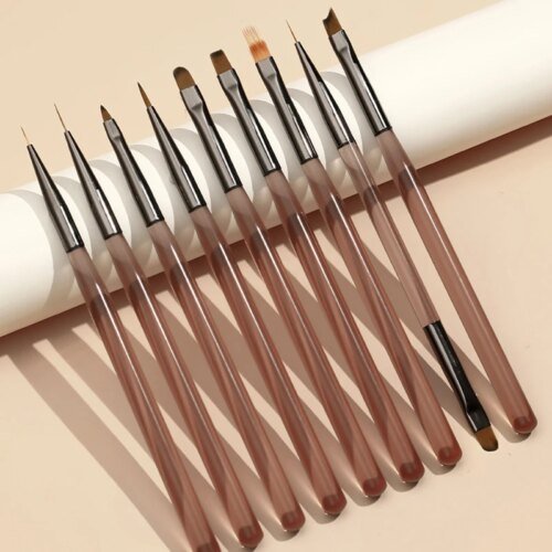 9Pcs Nail Brush Liner Painting Pen Manicure Acrylic Drawing Brush for Nail Art Design UV Gel Nails Tip Display DIY Tool