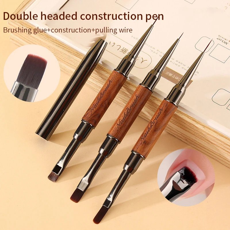 Double-end Nail Pen Brush Glue Phototherapy Pen UV Gel Liner Brush Dual End Acrylic Nail Art Painting Manicure Brushes Tool