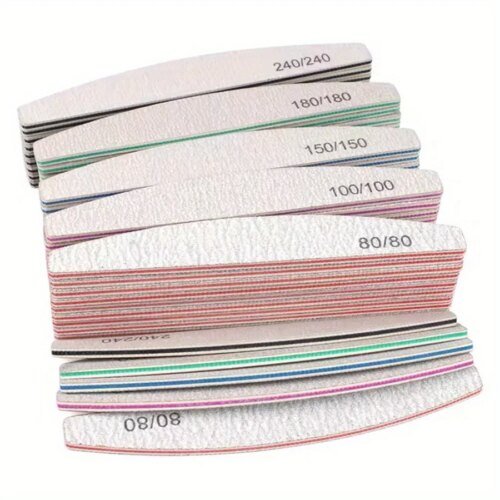 1/3/5/10Pcs Professional Nail File 80/100/150/180/240 Sandpaper Strong Thick Sanding Half Moon Lime nail accessories and Tools