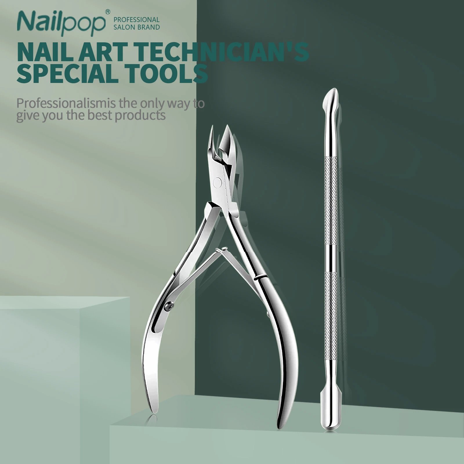 Nailpop Professional Stainless Steel Nail Cutter Scissor Nippers Function Cuticle Pusher Remover Manicure Nail Art Care Tool Kit
