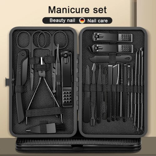 8/12/15/20/24 pcs Manicure Cutters Nail Clipper Set Household Stainless Steel Ear Spoon Pedicure Scissors Tool For Beauty