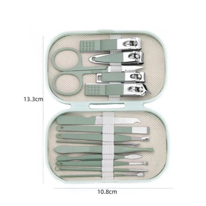 14 Piece Deluxe Manicure & Pedicure Set Pink And Blue Stainless Steel Nail Scissors, Clippers, Ear Digging Spoon for Men & Women