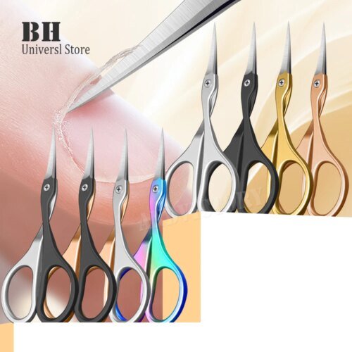 1Pc Cuticle Scissors Stainless Steel Curved Blade Small Scissors Trimming the Fingernails Eyebrow Eyelash Dry Skin Nail Scissors