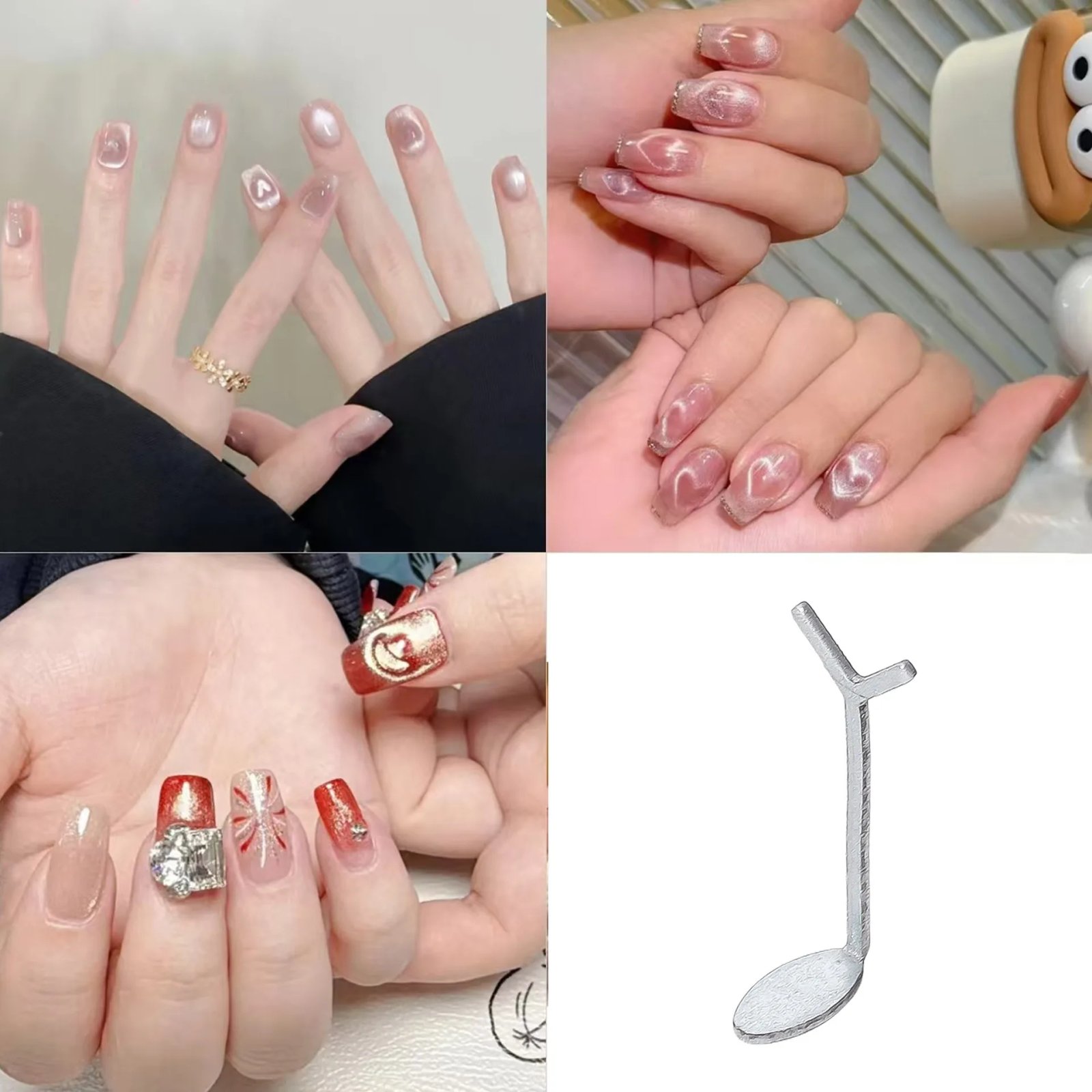 Heart Shaped Cat Eye Magnet Y-shape Cat Eye Nail Magnet Set Love Pattern Magnet Suitable for DIY Gel Polishing Magnetic Tools