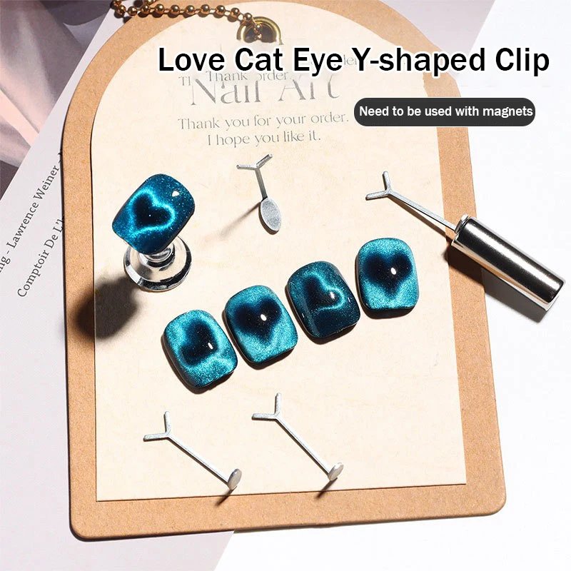 Heart Shaped Cat Eye Magnet Y-shape Cat Eye Nail Magnet Set Love Pattern Magnet Suitable for DIY Gel Polishing Magnetic Tools