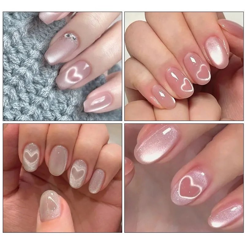 Heart Shaped Cat Eye Magnet Y-shape Cat Eye Nail Magnet Set Love Pattern Magnet Suitable for DIY Gel Polishing Magnetic Tools