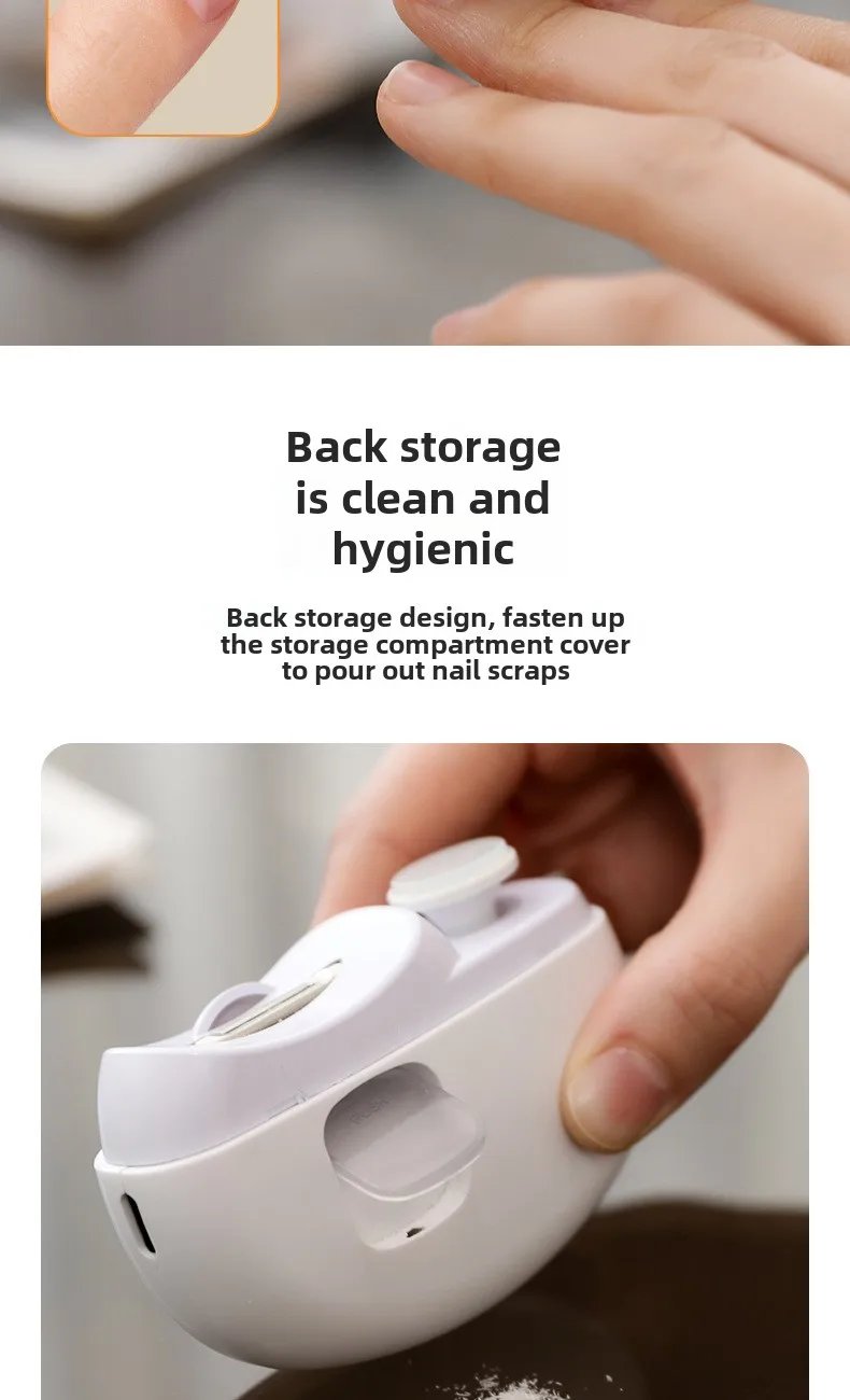 Electric Nail Clipper Grinding and Polishing with Light Automatic Nail Trimmer Rechargeable Nail Cutter Manicure for Baby Adult