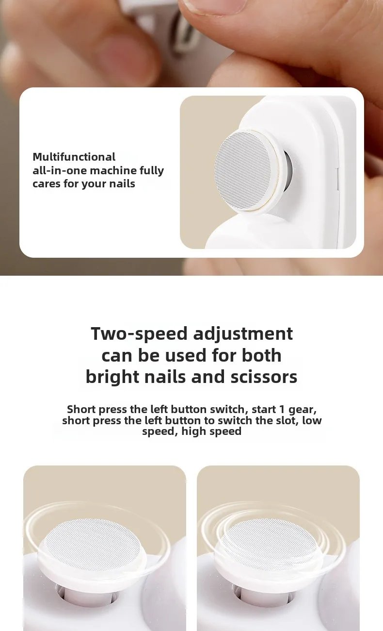Electric Nail Clipper Grinding and Polishing with Light Automatic Nail Trimmer Rechargeable Nail Cutter Manicure for Baby Adult