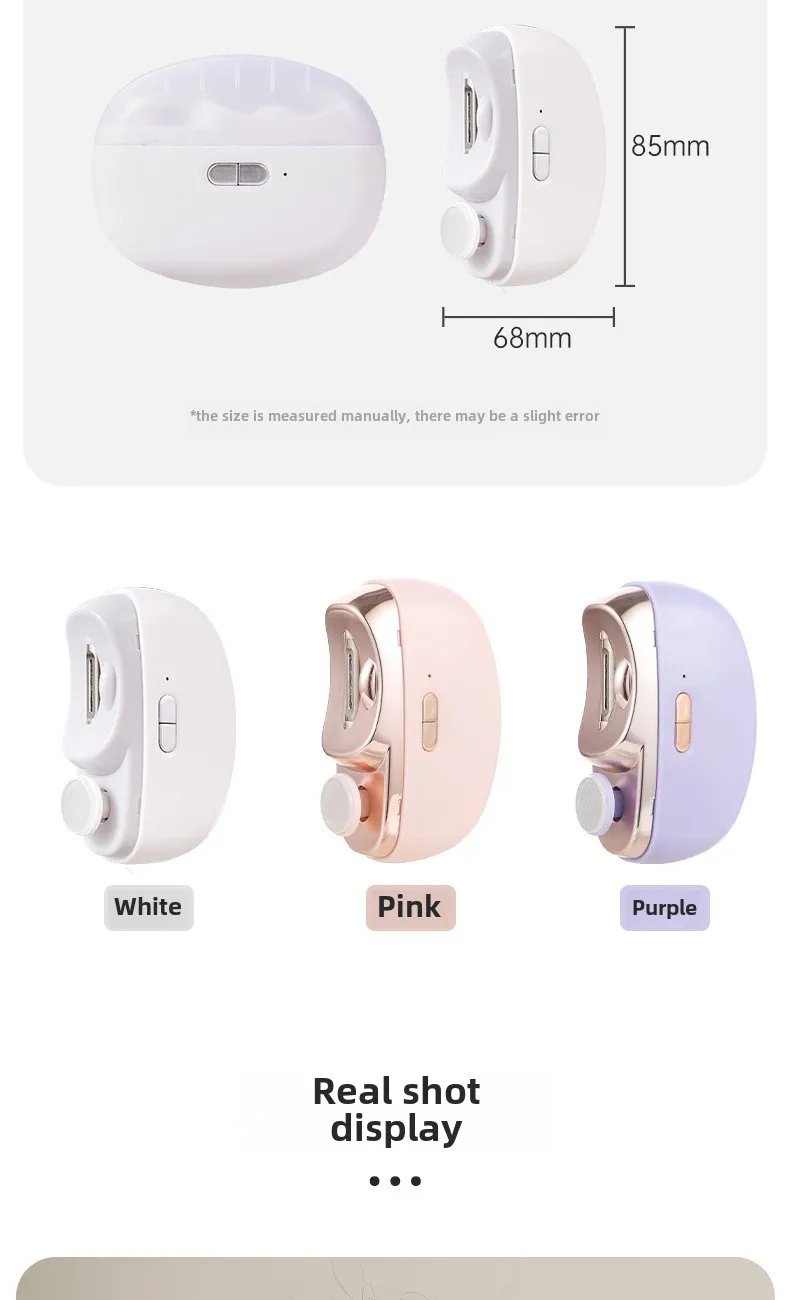 Electric Nail Clipper Grinding and Polishing with Light Automatic Nail Trimmer Rechargeable Nail Cutter Manicure for Baby Adult