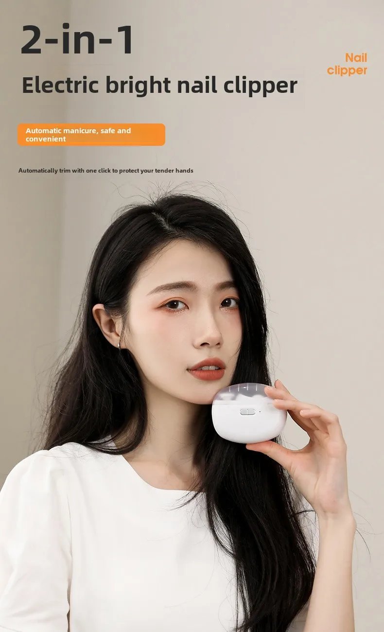 Electric Nail Clipper Grinding and Polishing with Light Automatic Nail Trimmer Rechargeable Nail Cutter Manicure for Baby Adult