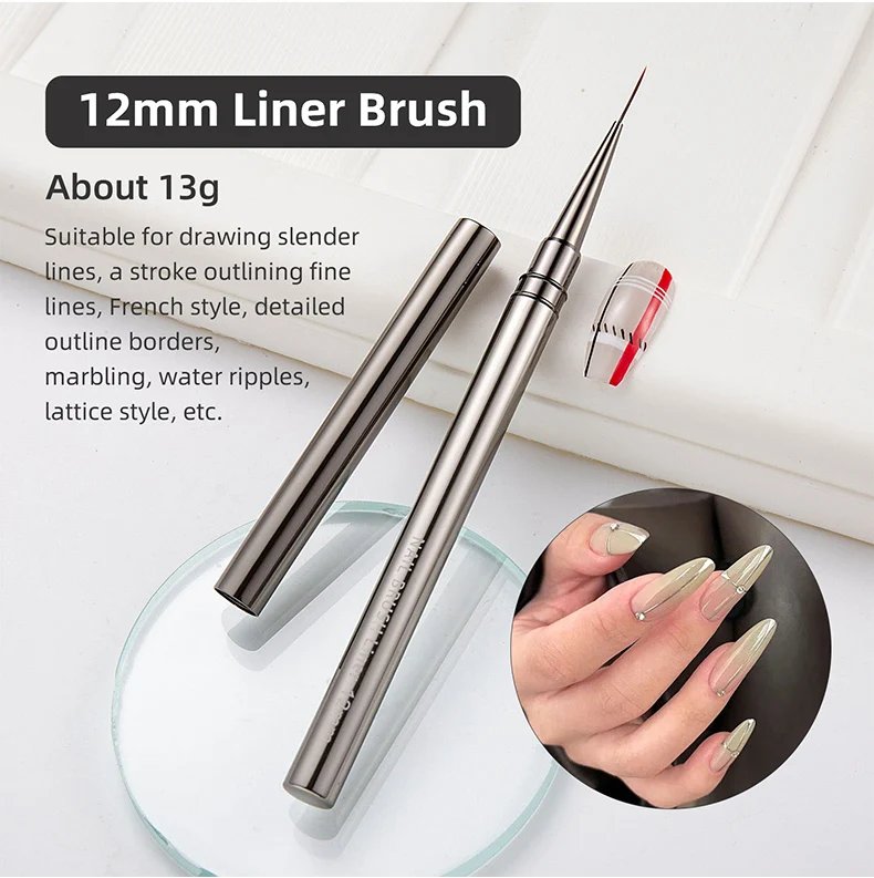 Nails Art Liner Brushes Elongated Lines Striping Drawing Painting  6/9/12/15/18/25mm Nail Design Pen Professional Manicure Tool