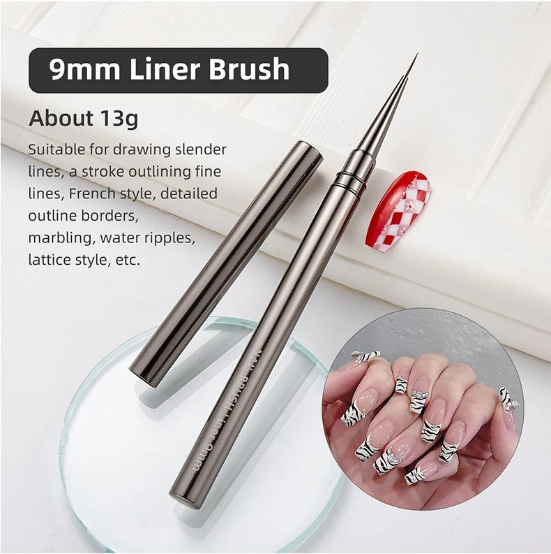 Nails Art Liner Brushes Elongated Lines Striping Drawing Painting  6/9/12/15/18/25mm Nail Design Pen Professional Manicure Tool