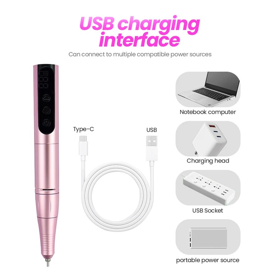 35000 Rpm E File Electric Nail Drill Machine for Nails Art,Nail Drilling Machine Electric Nail File Cordless Manicure Machine